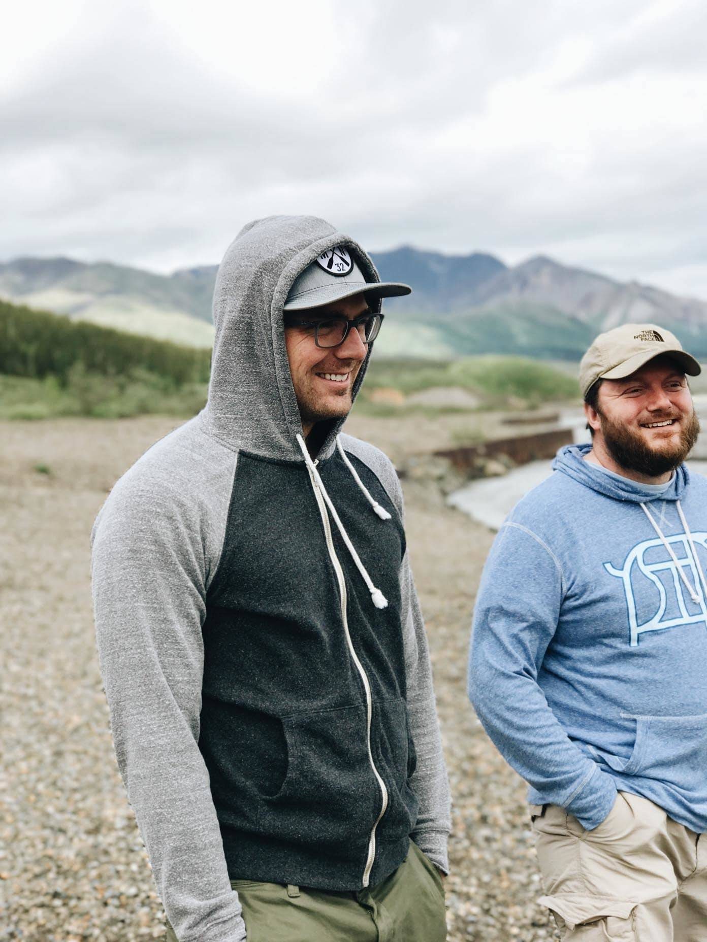 Men laughing.