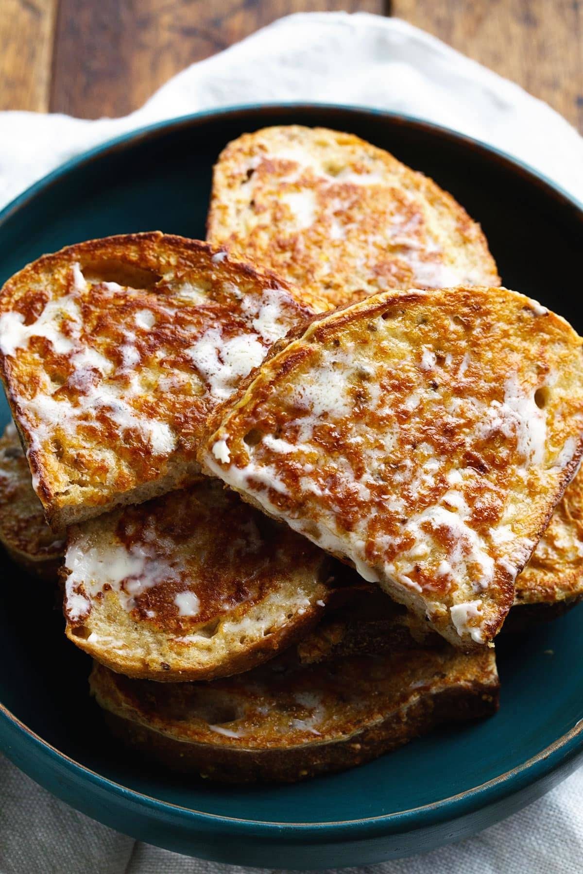French toast stacked on each other.