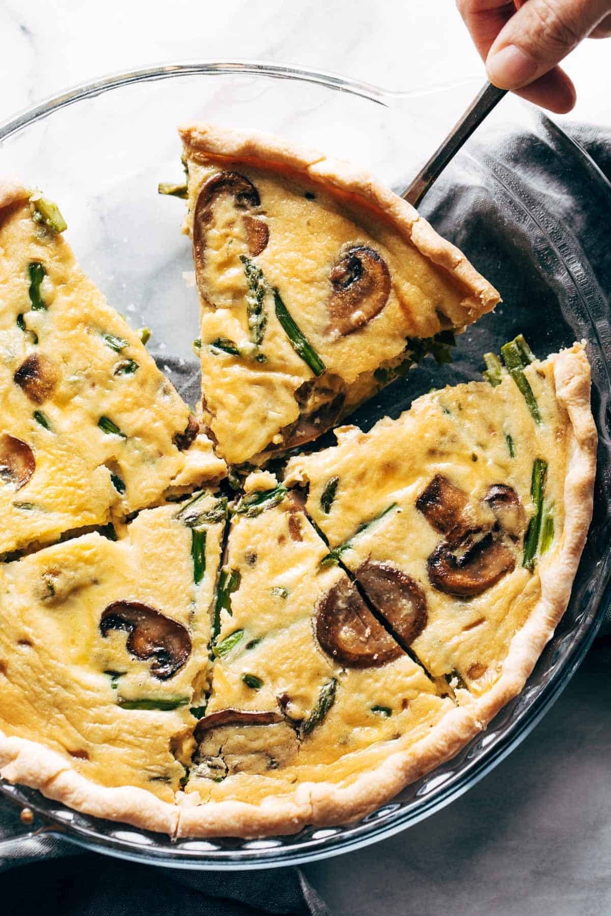 Slice of vegetable quiche.